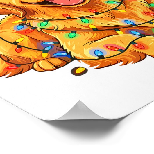 Christmas Dog Golden Retriever Lights Xmas Poster (Hoek)