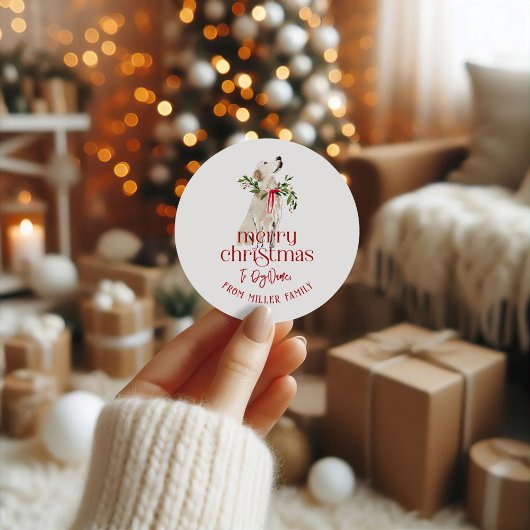 Christmas Dog Merry Christmas Typography Ronde Sticker