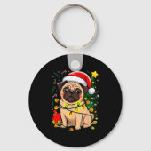 Christmas Dog Santa Clause Pug Puppy X-mas  Sleutelhanger (Voorkant)