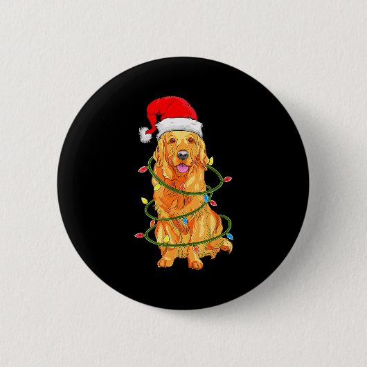 Christmas Dog Shirt, Christmas Golden Retriever Pa Ronde Button 5,7 Cm (Voorkant)