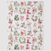 Christmas dogs and greenery pattern tissuepapier (Voorkant)