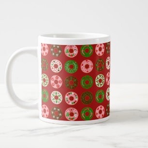 Christmas Donut Holiday Treat Pattern Extra Grote Beker