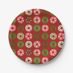Christmas Donut Holiday Treat Pattern Papieren Bordje
