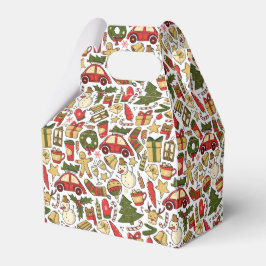 Christmas Doodle Pattern Favor Box Bedankdoosjes