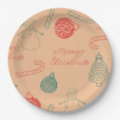 Christmas Doodle Pattern | Snowmen, Trees & Candy  Papieren Bordje (Voorkant)