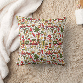 Christmas Doodle Pattern Throw Pillow Kussen
