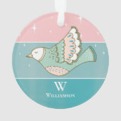 Christmas Dove Peace Love Monogramme rose bleu (dos)