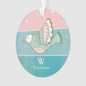 Christmas Dove Peace Love Monogramme rose bleu (devant)