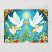 Christmas Doves, Christmas Tree, Love,Peace, Joy Briefkaart (Voorkant)