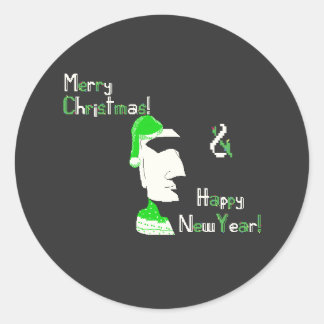 Christmas Easter Island standbeeld pixel art Ronde Sticker