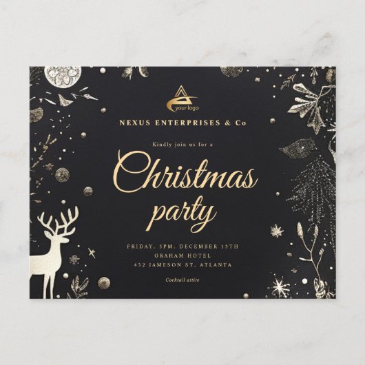 Christmas Elegant Business Corporate Holiday Party Uitnodiging Briefkaart (Voorkant)