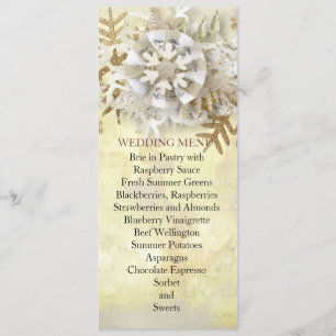 Christmas Elegant Gold Snowflakes Menu Mariage