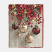 Christmas Elegant Ornaments Red Gold Red Flowers  Fleece Deken (Voorkant)