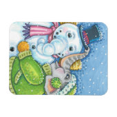 CHRISTMAS ELEPHANT BOUWT CUTE PACHYDERM SNOWMAN MAGNEET (Horizontaal)