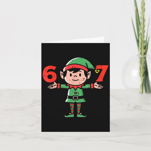 Christmas Elf 67 Cute Xmas 6 7 Meme Gen Alpha Boys Kaart (Voorkant)