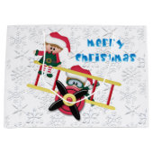 Christmas Elf Airplane grand sac cadeau (Devant)