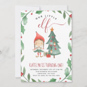 Christmas Elf Anniversaire Fête Invitation Fille (Devant)