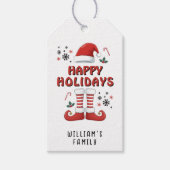 Christmas Elf Boots Santa Claus Pet Wit Cadeaulabel (Voorkant)