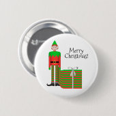 Christmas Elf Button - Gestreept cadeaupakket (Voorkant /achterkant)