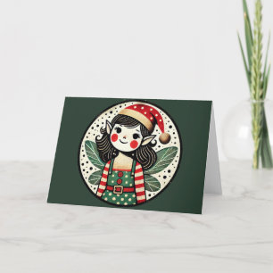 Christmas Elf Fairy Girl Kaart