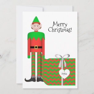 Christmas Elf Flat Kaart - Chevron cadeaupakket