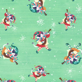 Christmas Elf Jester Cat Mint Green Cadeaupapier