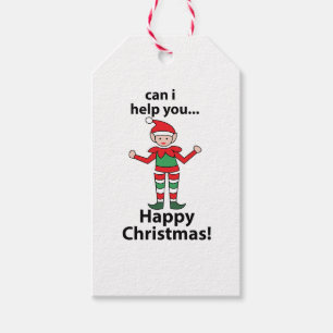 Christmas Elf Kan ik u helpen Happy Christmas Elf Cadeaulabel