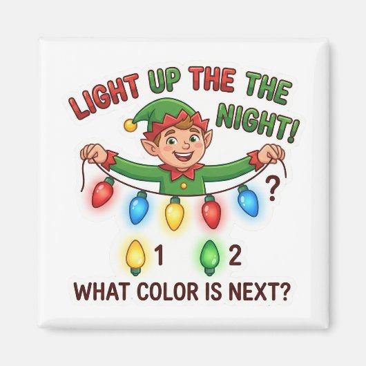 Christmas Elf Lights Pattern Logic Game Magnet (Devant)