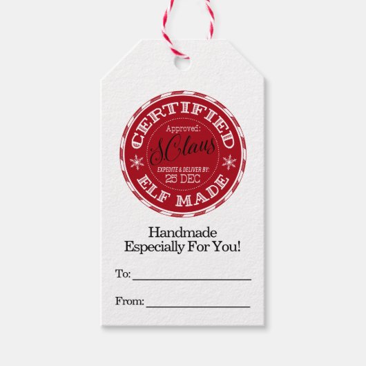 Christmas | Elf Made Candy Cane Stripe Cadeaulabel (Voorkant)