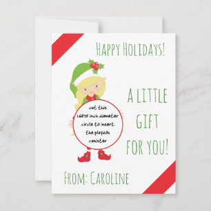 Christmas Elf Play Doh Card, carte de faveur, vaca
