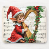 Christmas Elf Playing a Harp Muismat (Voorkant)