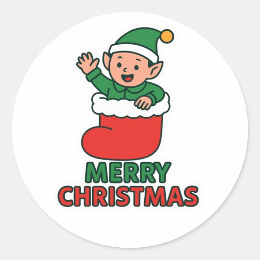 Christmas Elf Ronde Sticker (Voorkant)