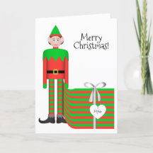 Christmas Elf Wenskaart - Gestreept cadeaupakket