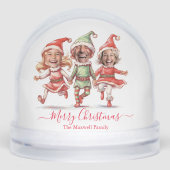 Christmas Elves Family 3 Photo Collage Snow Globe (Avant)