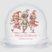 Christmas Elves Family 3 Photo Collage Snow Globe (Arrière)