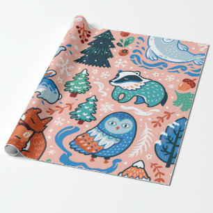 CHRISTMAS EN HANUKKAH FOREST ANIMALS GIFT WRAP CADEAUPAPIER