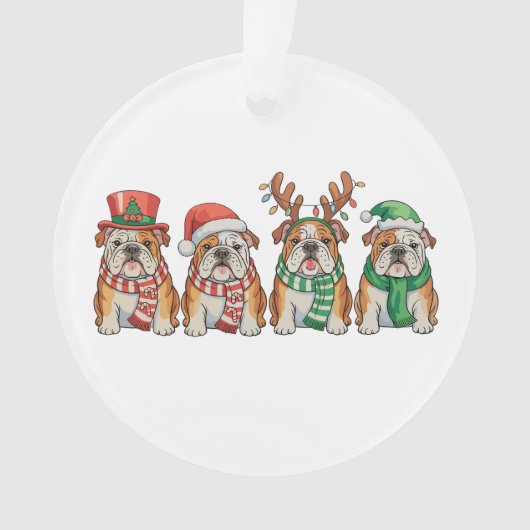 Christmas English Bulldog Dog Santa Hat Reindeer (devant)