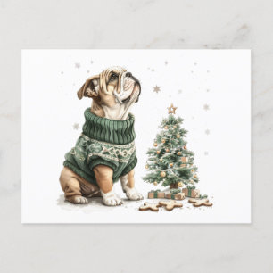 Christmas English Bulldog Kerstboom Feestdagenkaart