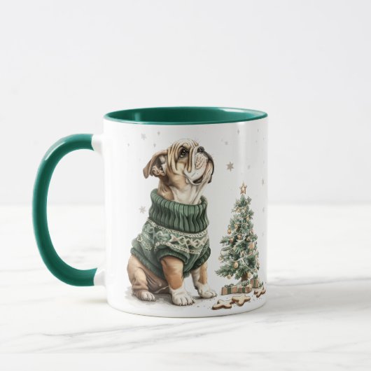 Christmas English Bulldog Kerstboom Mok (Links)
