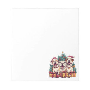 Christmas English Bulldog Santa Hats Notitieblok