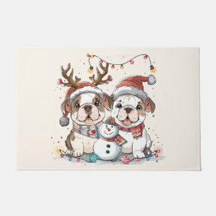 Christmas English Bulldogs Deurmat