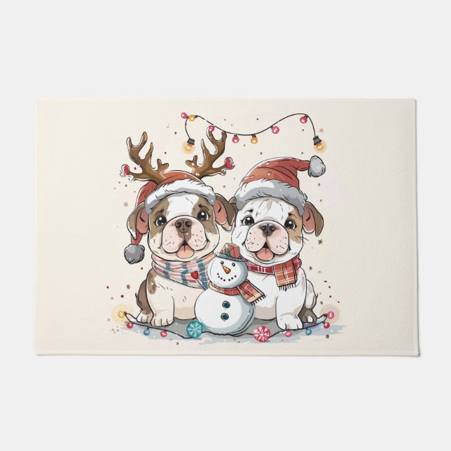 Christmas English Bulldogs Deurmat (Voorkant)