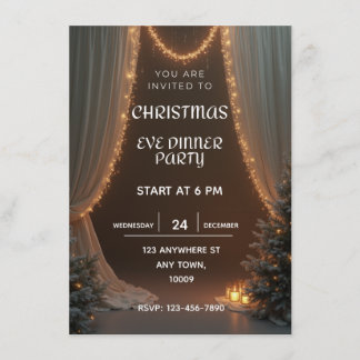 Christmas Eve dinner party invitation template Kaart