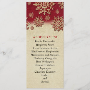 Christmas Eve Red Snowflakes Menu Mariage