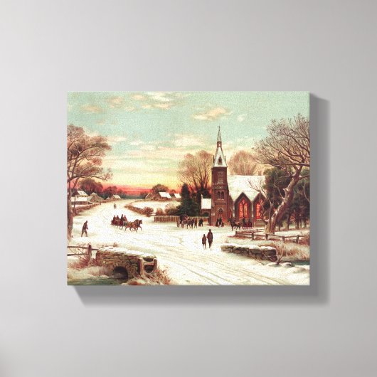 "Christmas Eve Winter Scene" canvas print (Voorkant)
