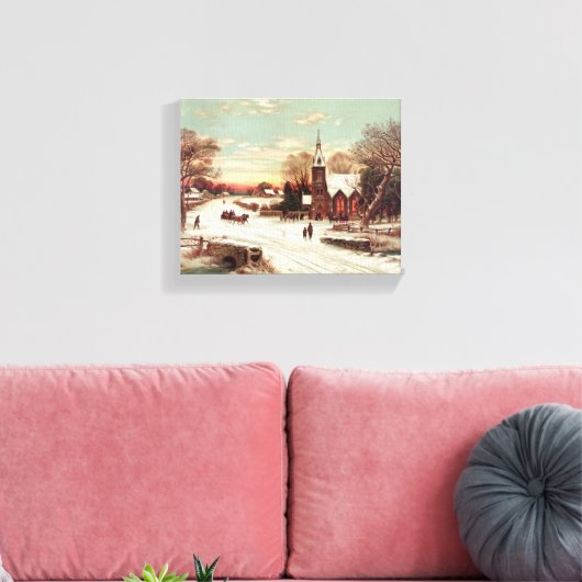 "Christmas Eve Winter Scene" canvas print (Insitu (Woonkamer))
