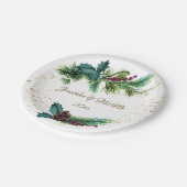 Christmas Evergreen Red Berry Winter Wedding Papieren Bordje (Gekanteld)