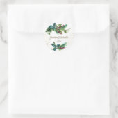 Christmas Evergreen Red Berry Winter Wedding Ronde Sticker (Tas)