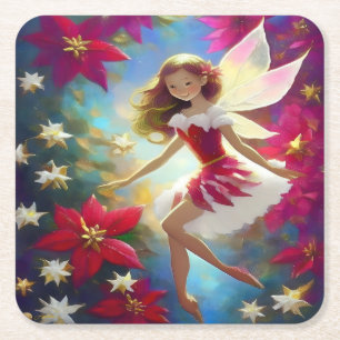 Christmas Fairy Collectie - Copper Ginger Hair Vierkante Kartonnen Onderzetter