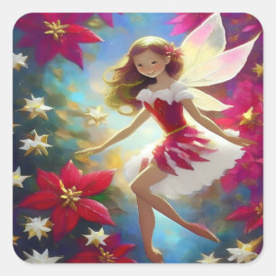 Christmas Fairy Collectie - Copper Ginger Hair Vierkante Sticker